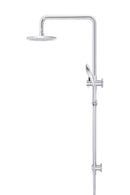 Round Combination Shower Rail, 200mm Rose, Three-Function Hand Shower - Polished Chrome