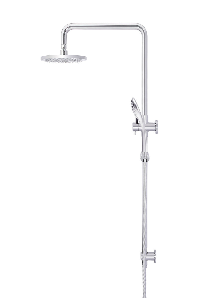 Round Combination Shower Rail, 200mm Rose, Three-Function Hand Shower - Polished Chrome