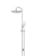 Round Combination Shower Rail, 200mm Rose, Three-Function Hand Shower - Polished Chrome