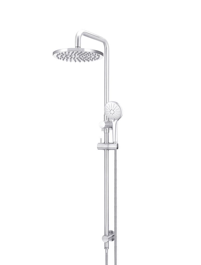 Round Combination Shower Rail, 200mm Rose, Three-Function Hand Shower - Polished Chrome