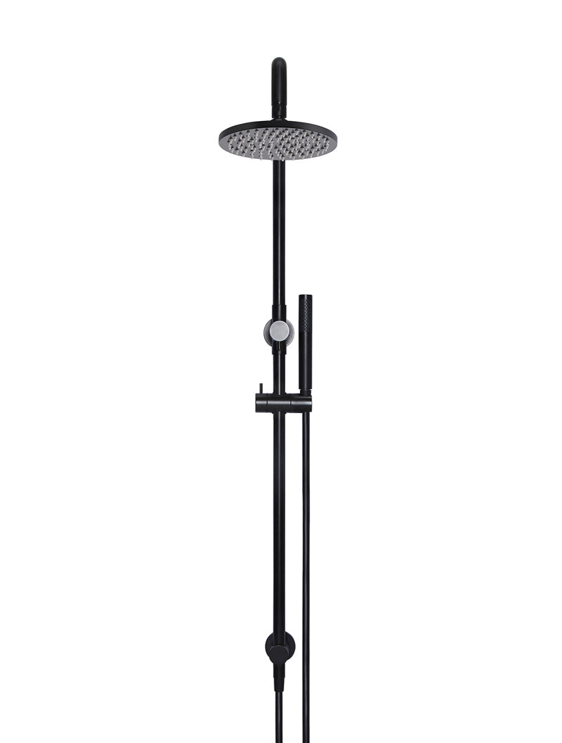 Meir Round Combination Shower Rail, 200mm Rose, Single Function Hand Shower - Matte Black