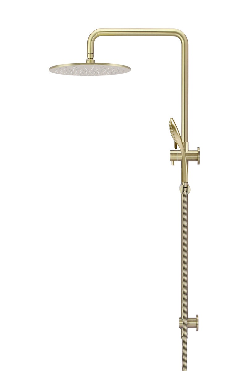 Round Combination Shower Rail 300mm Rose, Three Function Hand Shower - PVD Tiger Bronze