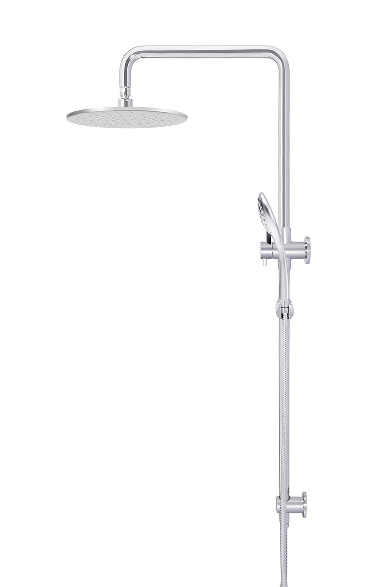 Round Combination Shower Rail 300mm Rose, Three Function Hand Shower - Polished Chrome