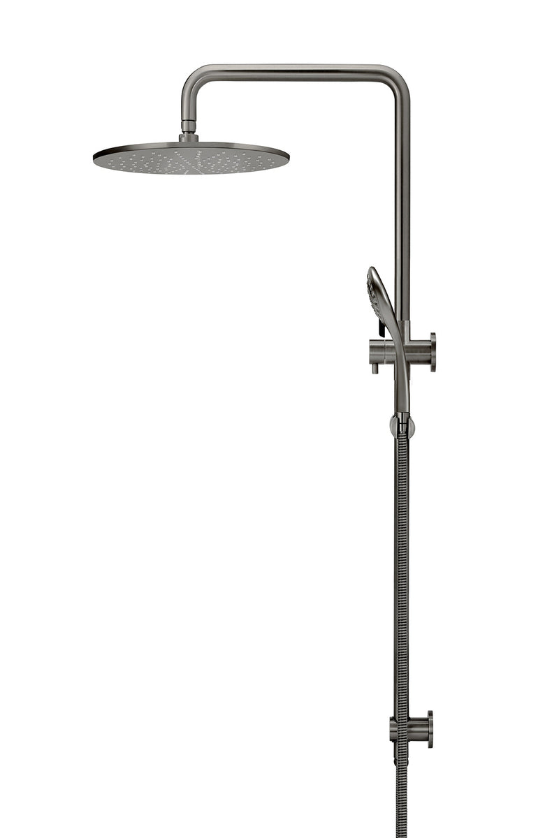 Round Combination Shower Rail 300mm Rose, Three Function Hand Shower - Shadow Gunmetal