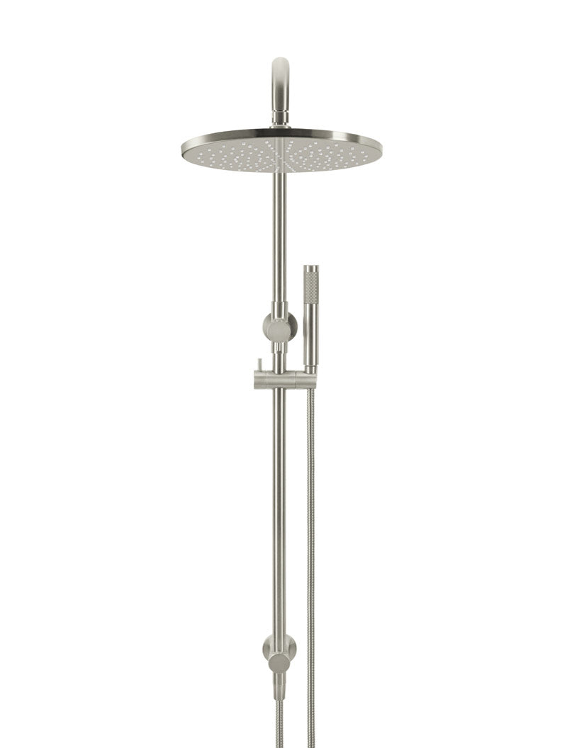 Round Combination Shower Rail, 300mm Rose, Single Function Hand Shower - PVD Brushed Nickel