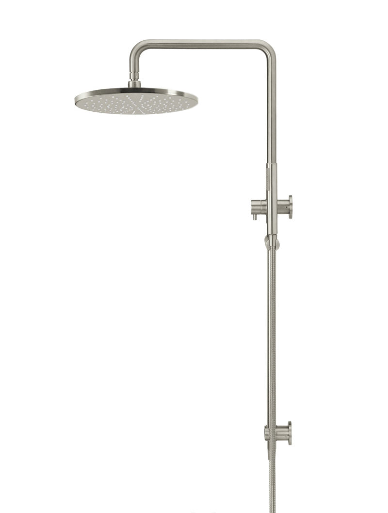 Round Combination Shower Rail, 300mm Rose, Single Function Hand Shower - PVD Brushed Nickel
