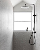 Meir Round Combination Shower Rail, 300mm Rose, Single Function Hand Shower - Matte Black