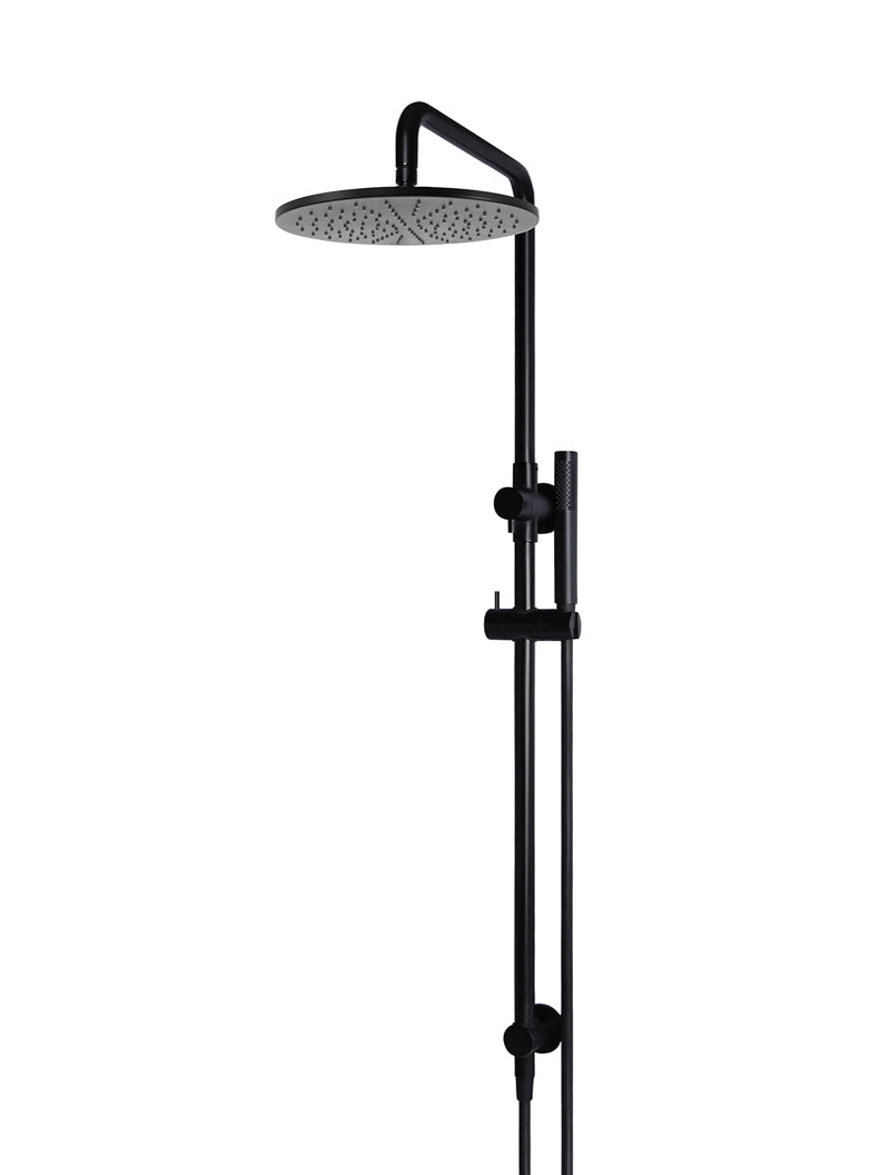 Meir Round Combination Shower Rail, 300mm Rose, Single Function Hand Shower - Matte Black