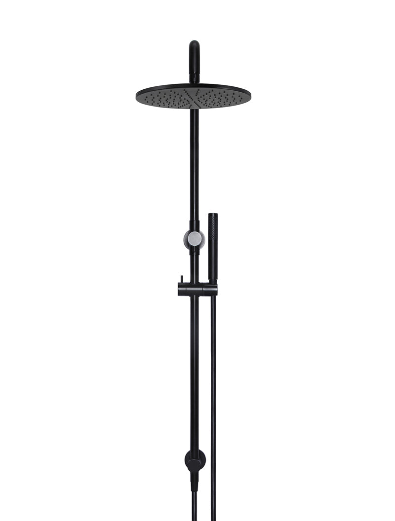 Meir Round Combination Shower Rail, 300mm Rose, Single Function Hand Shower - Matte Black