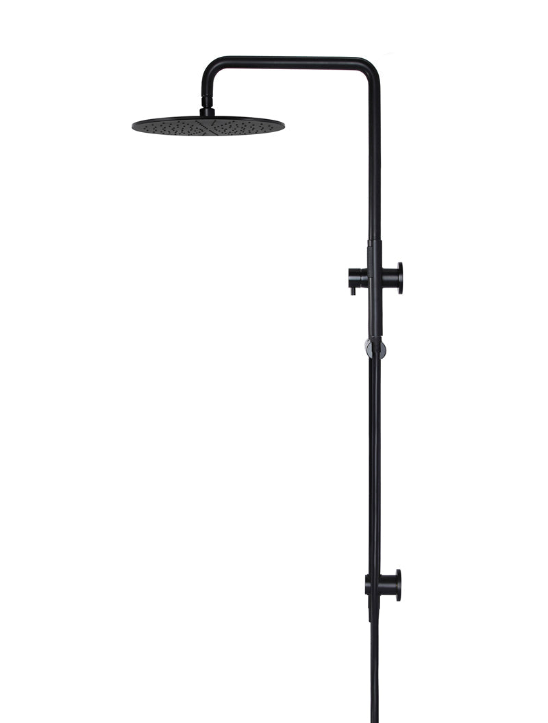 Meir Round Combination Shower Rail, 300mm Rose, Single Function Hand Shower - Matte Black