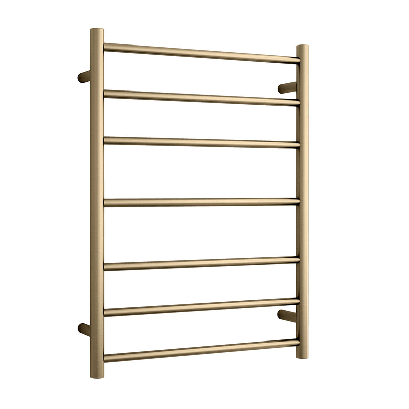 Thermogroup 7 Bar Straight Round Heated Towel Ladder 600mm Brushed Brass