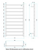 Thermogroup 10 Bar Straight Round Heated Towel Ladder 700mm Brushed Stainless Steel