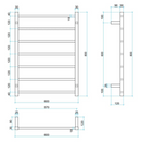 Thermogroup 7 Bar Straight Square Heated Towel Ladder 600mm Polished Stainless Steel