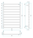 Thermogroup 10 Bar Straight Square Heated Towel Ladder 800mm Matte Black