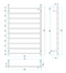 Thermogroup 10 Bar Straight Square Heated Towel Ladder 800mm Polished Stainless Steel
