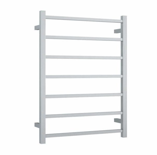 Thermogroup 7 Bar Straight Square Heated Towel Ladder 600mm Brushed Stainless Steel