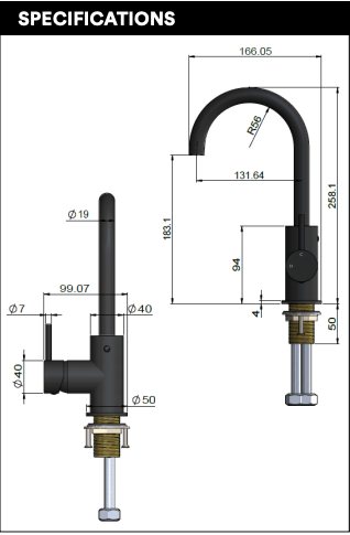 Meir Round Gooseneck Basin Mixer with Cold Start - Champagne