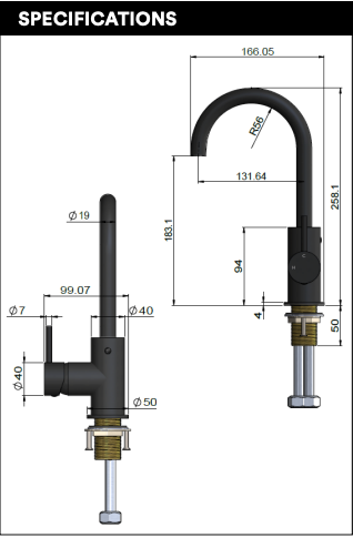 Meir Round Gooseneck Basin Mixer with Cold Start - Tiger Bronze