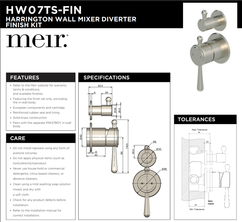 Meir Harrington Diverter Mixer - Brushed Nickel