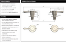 Meir Harrington Quarter Turn Wall Tap Set - Brushed Nickel
