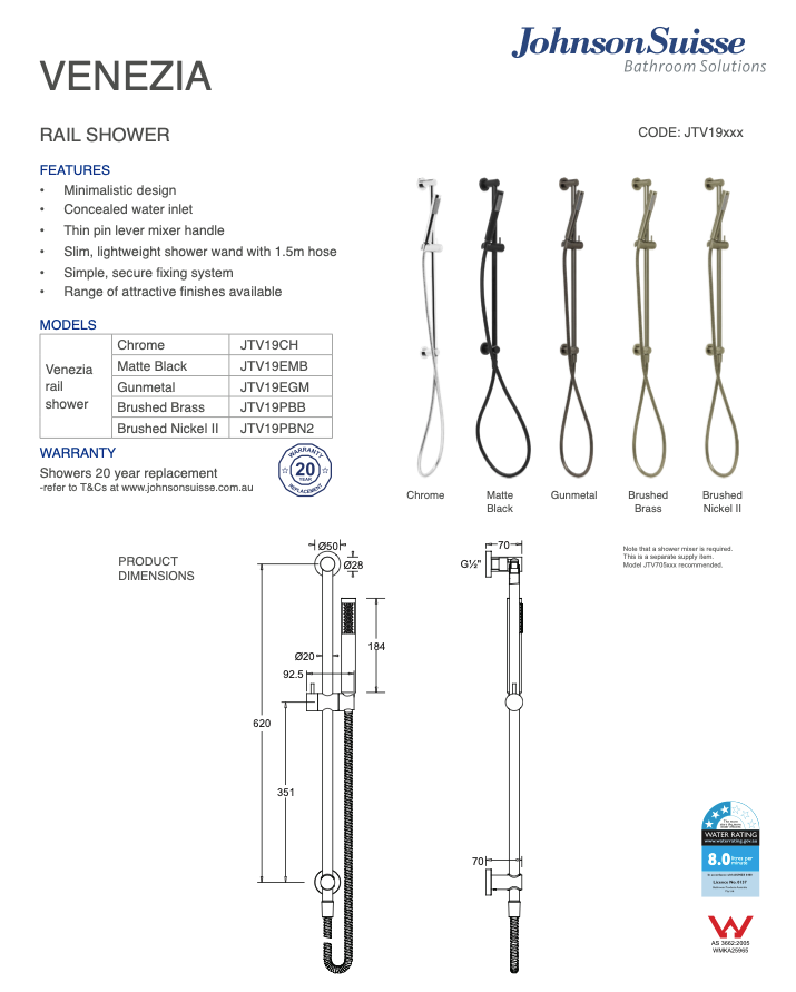 Johnson Suisse Venezia Rail Shower