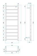 Thermogroup 10 Bar Straight Round Heated Towel Ladder 450mm Matte Black
