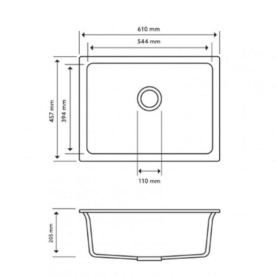 Carysil Granite Sink White 610mm