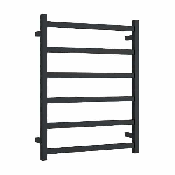 Thermogroup 6 Bar Straight Square Heated Towel Ladder 600mm Matte Black