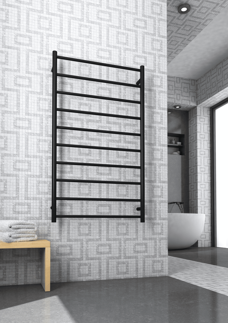 Thermogroup 10 Bar Straight Round Heated Towel Ladder 700mm Matte Black