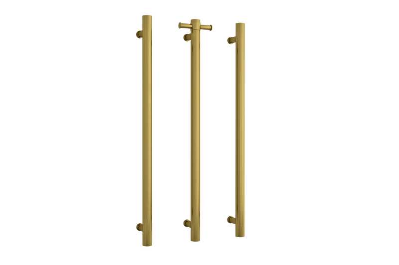 Thermogroup Round Vertical Single Bar Heated Towel Rail Brushed Gold