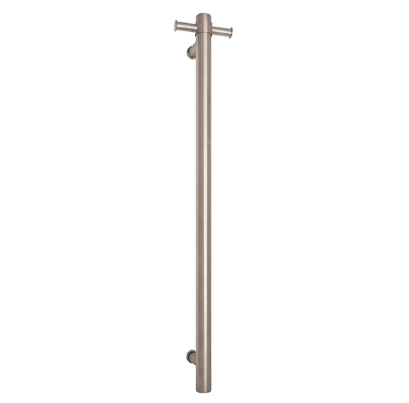Thermogroup Round Vertical Single Bar Heated Towel Rail Brushed Stainless