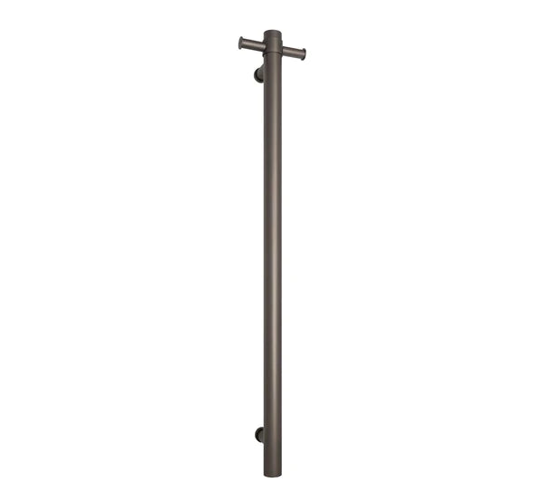 Thermogroup Round Vertical Single Bar Heated Towel Rail Gun Metal