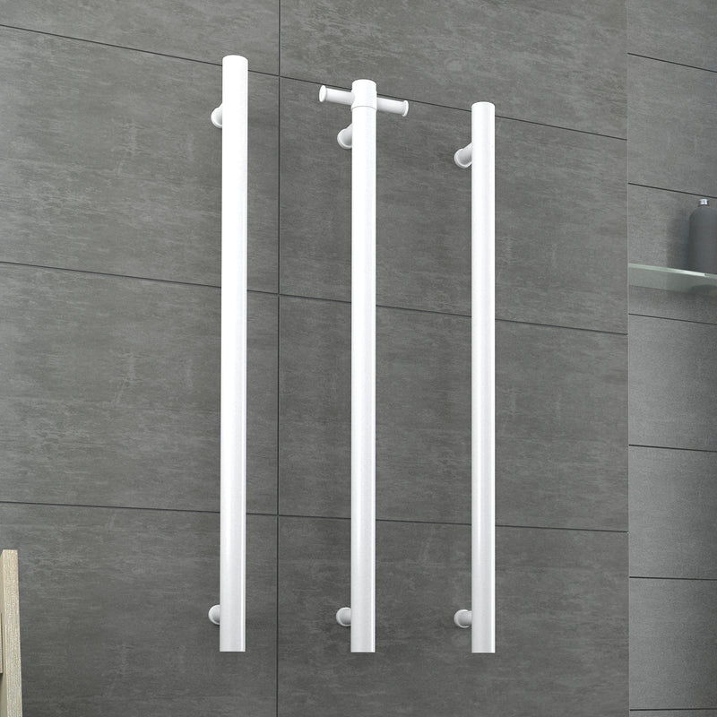 Thermogroup Round Vertical Single Bar Heated Towel Rail Satin White