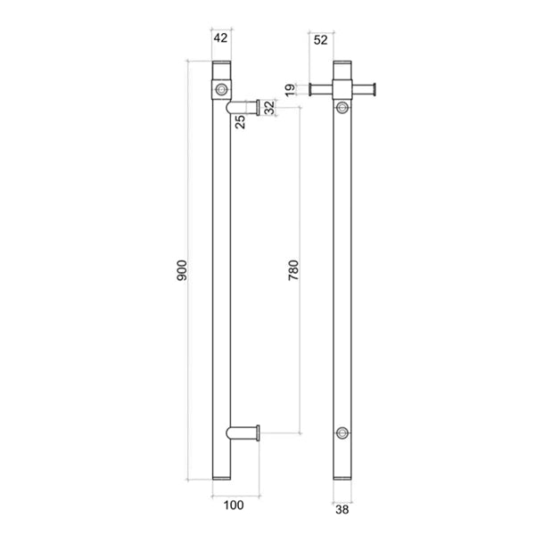 Thermogroup Round Vertical Single Bar Heated Towel Rail Satin White