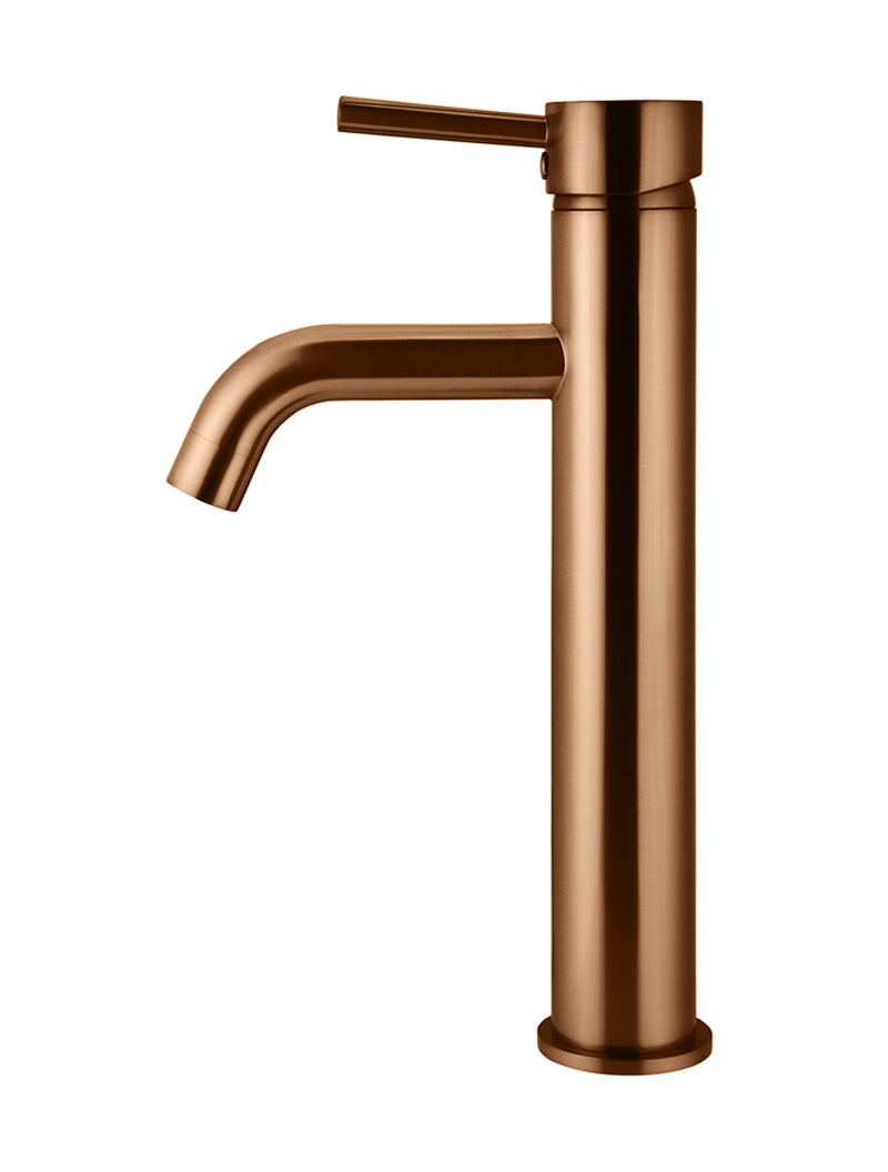 Meir Round Tall Basin Mixer Curved - Lustre Bronze