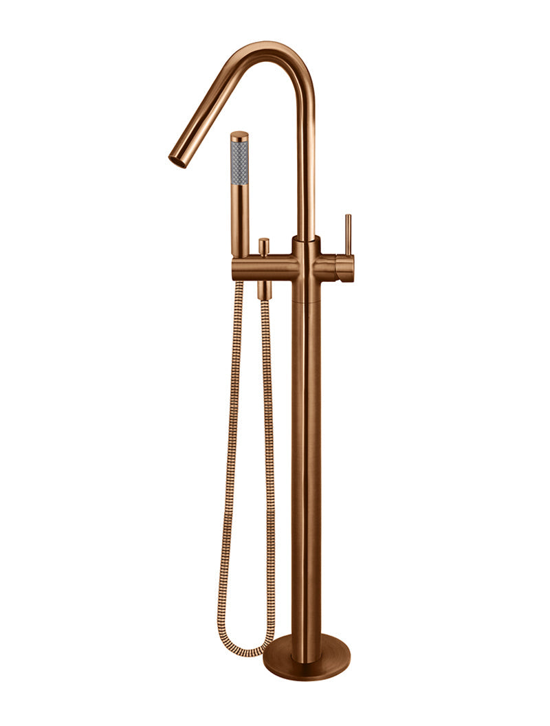 Meir Round Freestanding Bath Spout and Hand Shower - Lustre Bronze