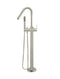 Round Paddle Freestanding Bath Spout and Hand Shower - PVD Brushed Nickel
