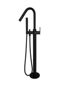Round Paddle Freestanding Bath Spout and Hand Shower - Matte Black