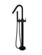 Round Paddle Freestanding Bath Spout and Hand Shower - Matte Black