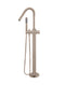 Round Pinless Freestanding Bath Spout and Hand Shower - Champagne