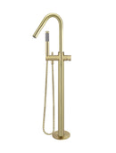 Round Pinless Freestanding Bath Spout and Hand Shower - PVD Tiger Bronze