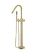 Round Pinless Freestanding Bath Spout and Hand Shower - PVD Tiger Bronze