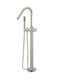 Round Pinless Freestanding Bath Spout and Hand Shower - PVD Brushed Nickel
