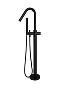 Round Pinless Freestanding Bath Spout and Hand Shower - Matte Black
