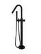 Round Pinless Freestanding Bath Spout and Hand Shower - Matte Black
