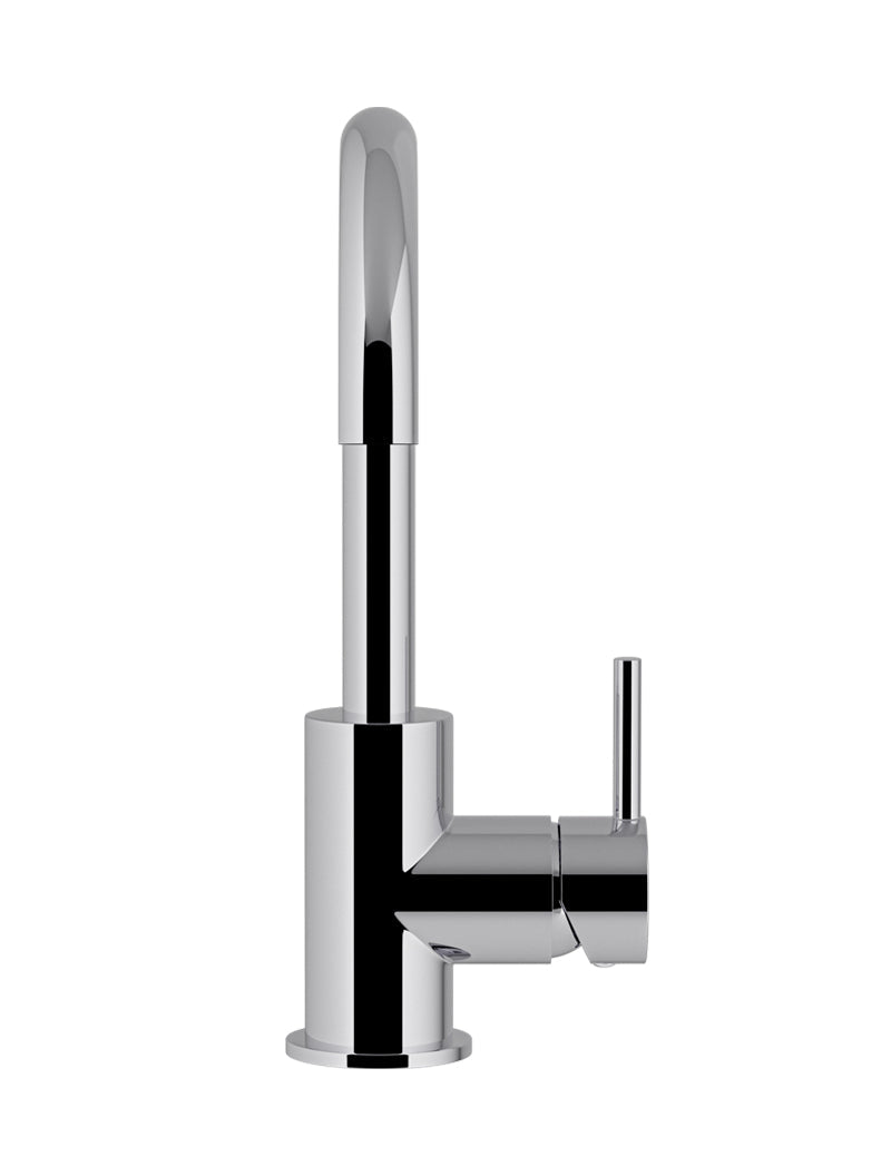 Meir Round Gooseneck Basin Mixer with Cold Start - Polished Chrome