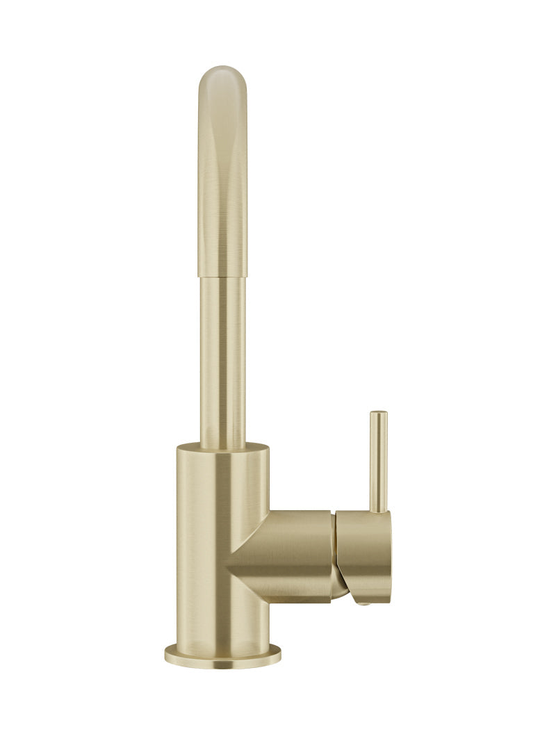 Meir Round Gooseneck Basin Mixer with Cold Start - Tiger Bronze