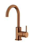 Meir Round Gooseneck Basin Mixer with Cold Start - Lustre Bronze