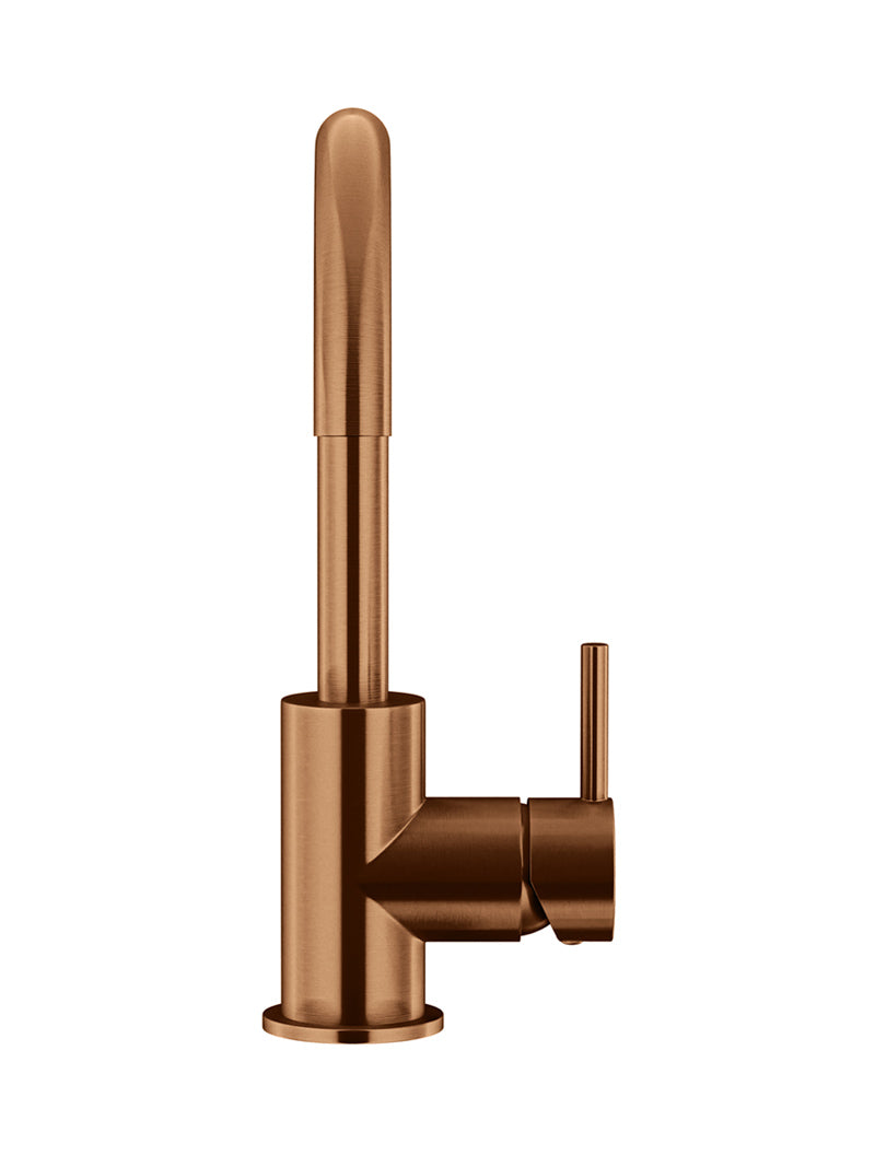 Meir Round Gooseneck Basin Mixer with Cold Start - Lustre Bronze