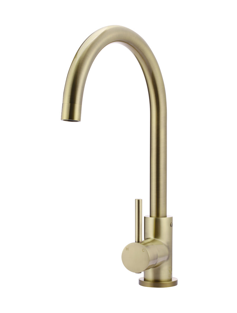 Meir Round Gooseneck Kitchen Mixer Tap - PVD Tiger Bronze